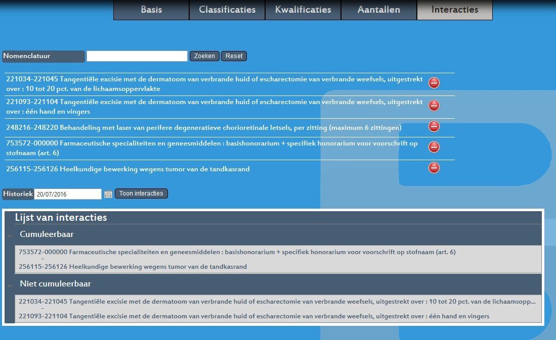 Interactions entre numéros de nomenclature